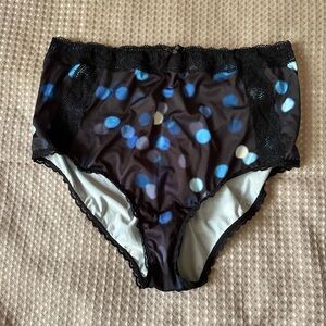 🍉 Torrid Black and Blue High-Waist Panties silky cotton strip keyhole 1X